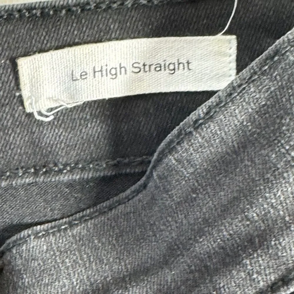 Frame Denim Le High Straight Black Feather Hem Jeans In Ludlow Sz 26 - Picture 9 of 13